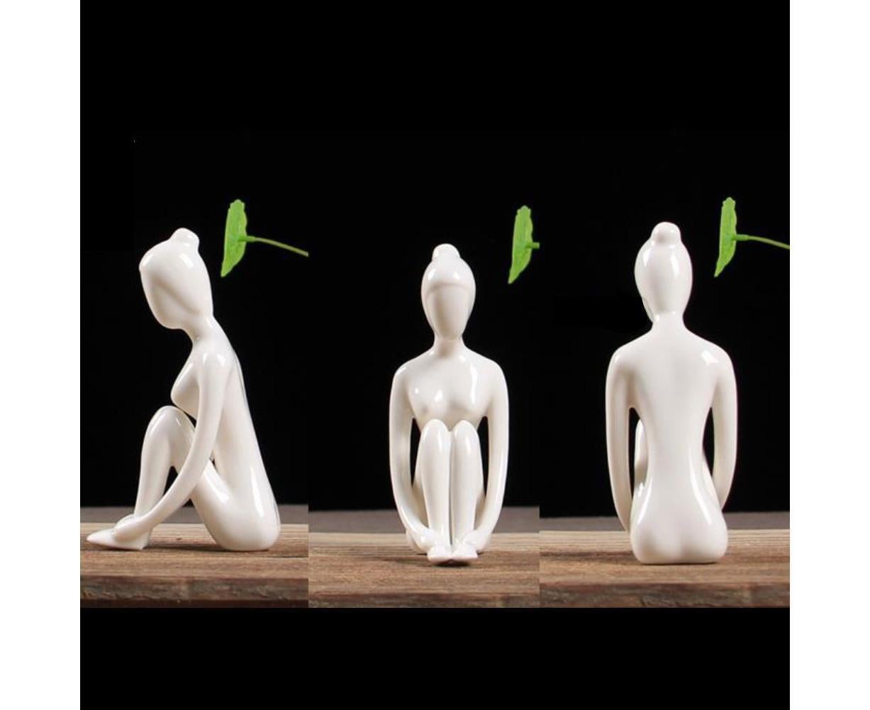 Ceramic Simulation Yoga Girl Model Art Craft Home Cabinet Office Desktop Decor-10# V1263-JX-714