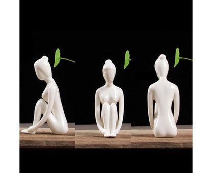 Ceramic Simulation Yoga Girl Model Art Craft Home Cabinet Office Desktop Decor-10# V1263-JX-714