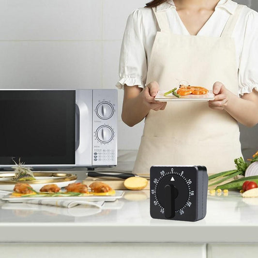 60-Minute Mechanical Kitchen Timer Visual Countdown Timer for Kitchen Cooking Study Black V1263-JX-7144-1