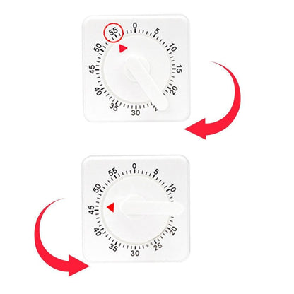 60-Minute Mechanical Kitchen Timer Visual Countdown Timer for Kitchen Cooking Study White V1263-JX-7144-2