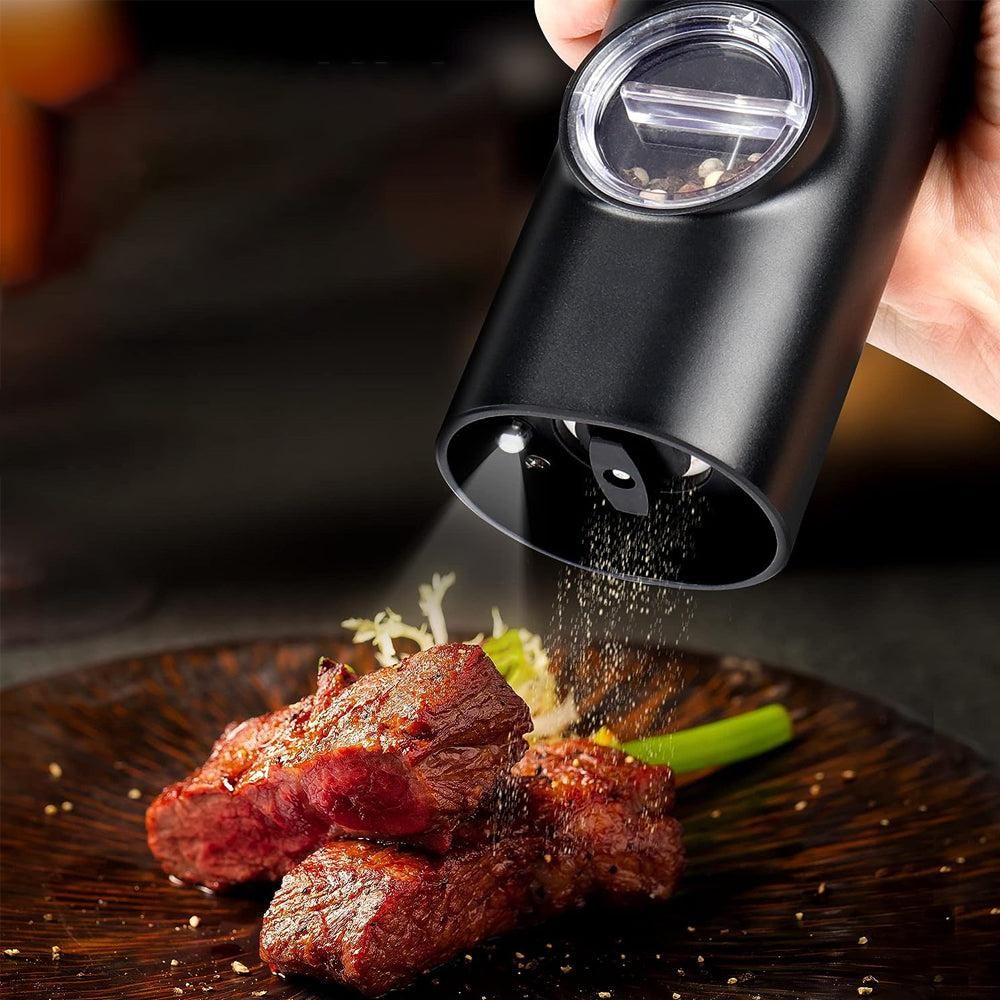 Electric Pepper Grinder Battery Operated Salt Mill Automatic Adjustable Coarseness Peppercorn Grinder V1263-JX-7149