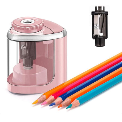 Electric Pencil Sharpener Automatic Fast Sharpener Battery Operated Pink V1263-JX-7152-1