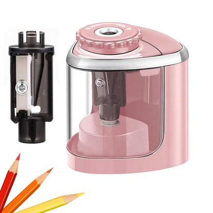 Electric Pencil Sharpener Automatic Fast Sharpener Battery Operated Pink V1263-JX-7152-1