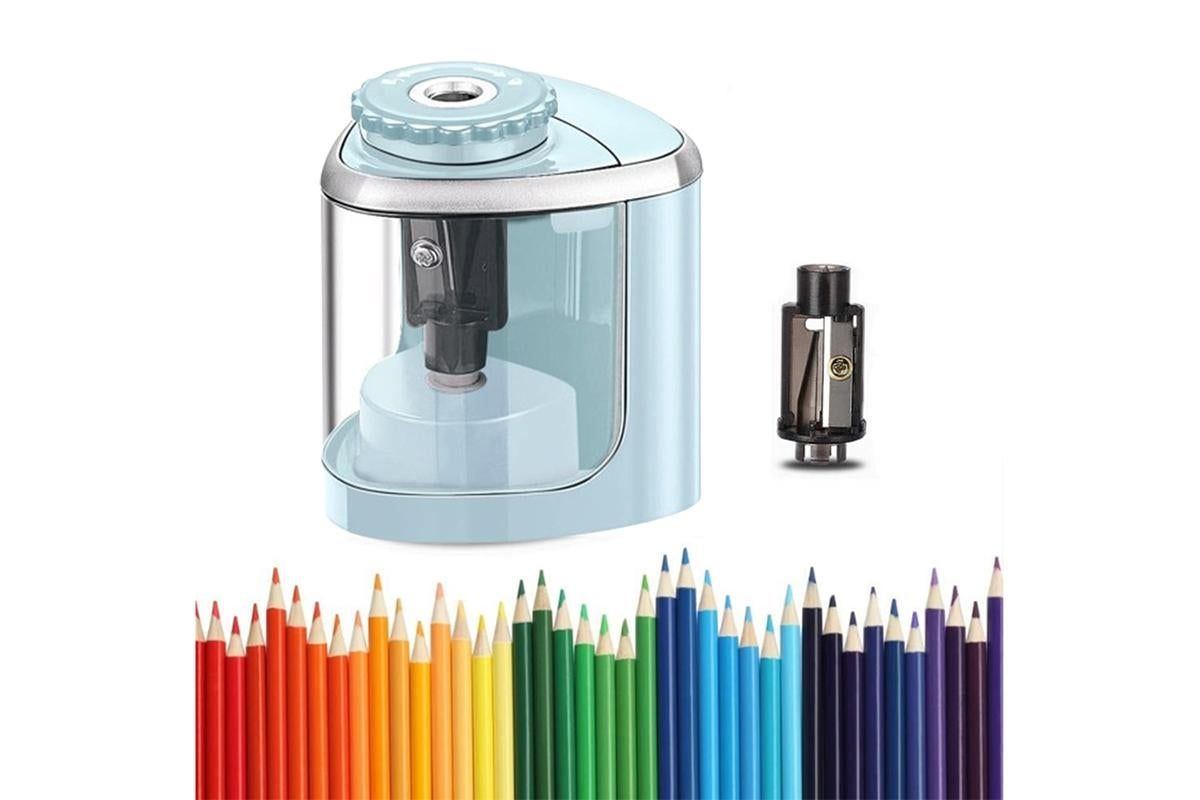 Electric Pencil Sharpener Automatic Fast Sharpener Battery Operated Blue V1263-JX-7152-2
