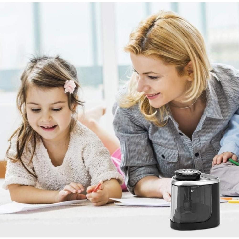 Electric Pencil Sharpener Automatic Fast Sharpener Battery Operated Black V1263-JX-7152-3