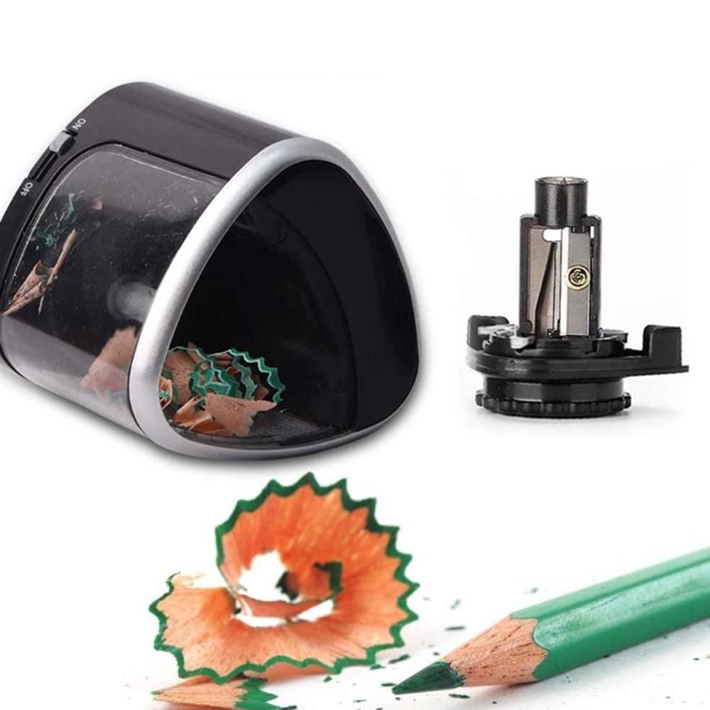 Electric Pencil Sharpener Automatic Fast Sharpener Battery Operated Black V1263-JX-7152-3