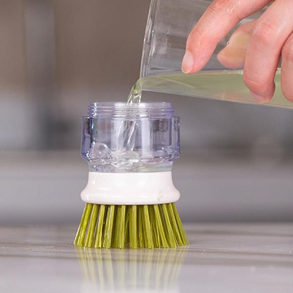 Multi-purpose Scrubbing Dish Brush with Soap Dispenser Cleaning Brush Kitchen Cleaning Tool Green V1263-JX-7154-1