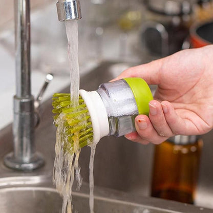 Multi-purpose Scrubbing Dish Brush with Soap Dispenser Cleaning Brush Kitchen Cleaning Tool Green V1263-JX-7154-1