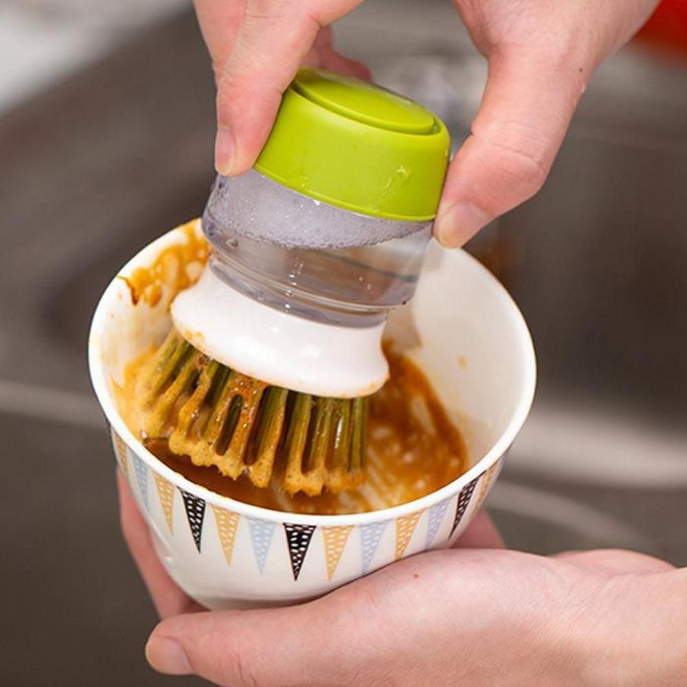 Multi-purpose Scrubbing Dish Brush with Soap Dispenser Cleaning Brush Kitchen Cleaning Tool Green V1263-JX-7154-1