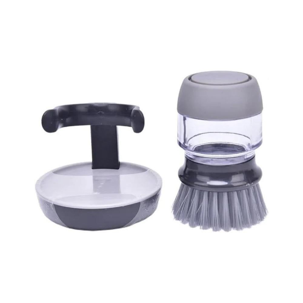 Multi-purpose Scrubbing Dish Brush with Soap Dispenser Cleaning Brush Kitchen Cleaning Tool Gray V1263-JX-7154-2