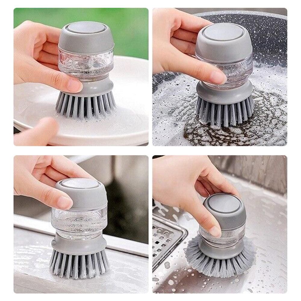 Multi-purpose Scrubbing Dish Brush with Soap Dispenser Cleaning Brush Kitchen Cleaning Tool Gray V1263-JX-7154-2