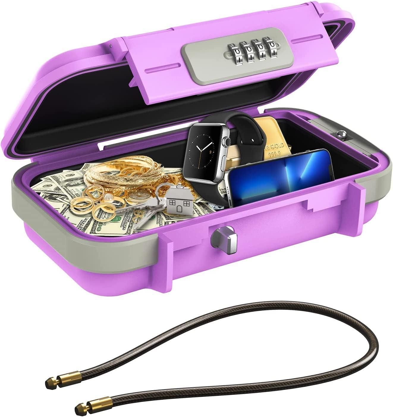 Portable Safe Box Combination Code Security Case LockBox with Removable Chain Blue V1263-JX-7156-1