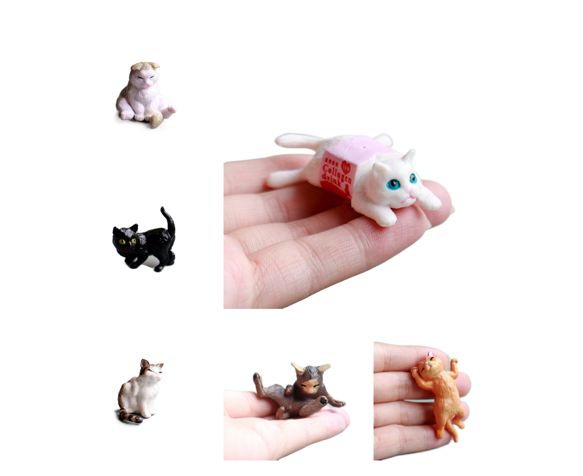 10Pcs Cat Figurine Personalized No Odor Plastic Car Center Console Cat Statue for Desktop-Multicolor V1263-JX-716