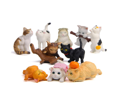10Pcs Cat Figurine Personalized No Odor Plastic Car Center Console Cat Statue for Desktop-Multicolor V1263-JX-716