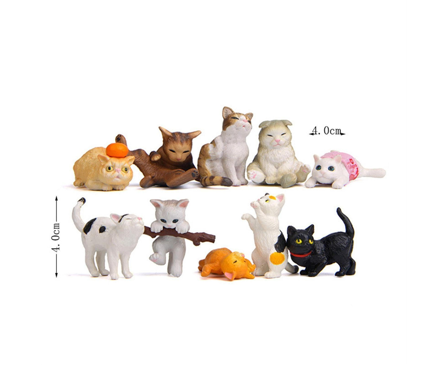10Pcs Cat Figurine Personalized No Odor Plastic Car Center Console Cat Statue for Desktop-Multicolor V1263-JX-716