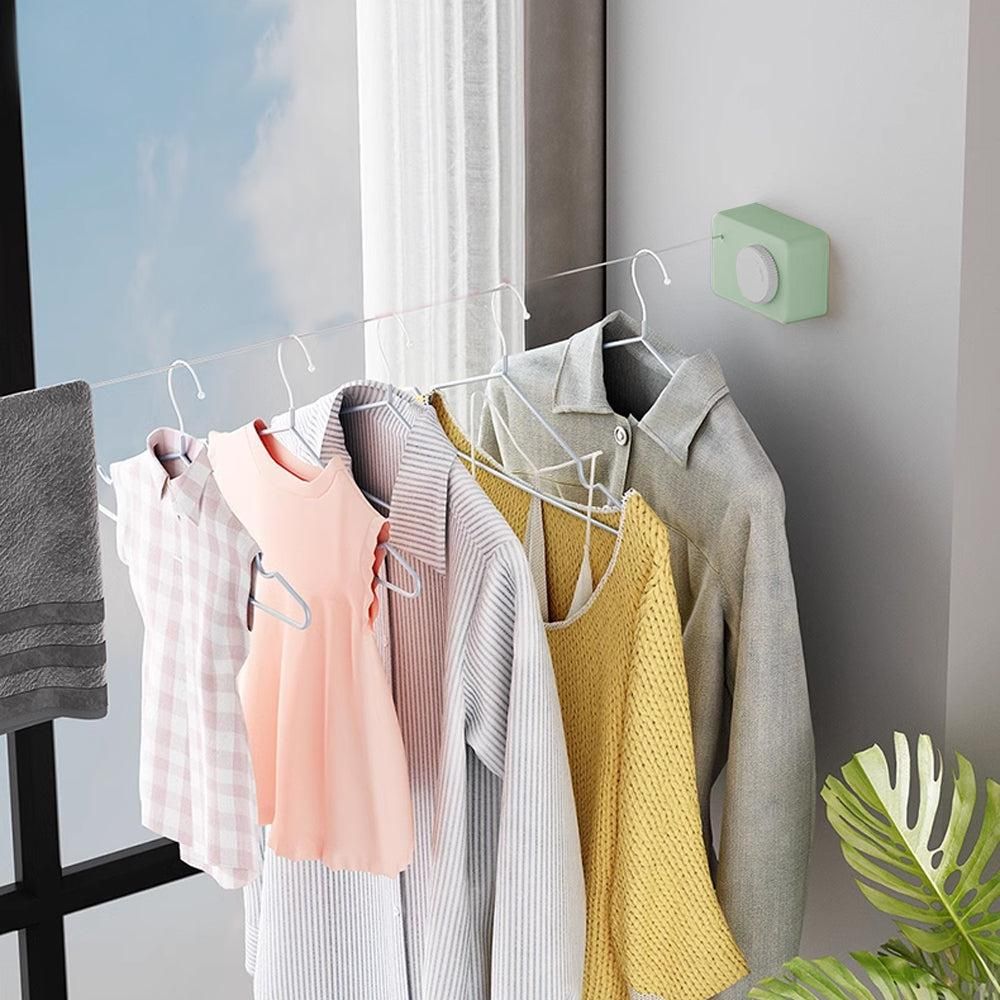Retractable Clothes Line Wall Mounted Laundry Line for Indoor Balcony Green V1263-JX-7160-2