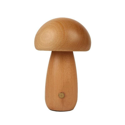 Cordless Wooden Mushroom Lamp Touch Dimmable Table Lamp Rechargeable Night Light V1263-JX-7169