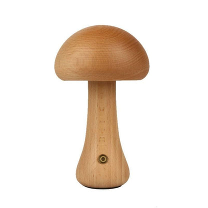 Cordless Wooden Mushroom Lamp Touch Dimmable Table Lamp Rechargeable Night Light V1263-JX-7169