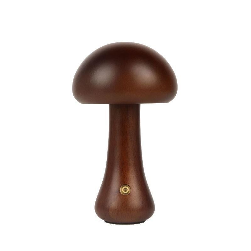 Cordless Wooden Mushroom Lamp Touch Dimmable Table Lamp Rechargeable Night Light V1263-JX-7169