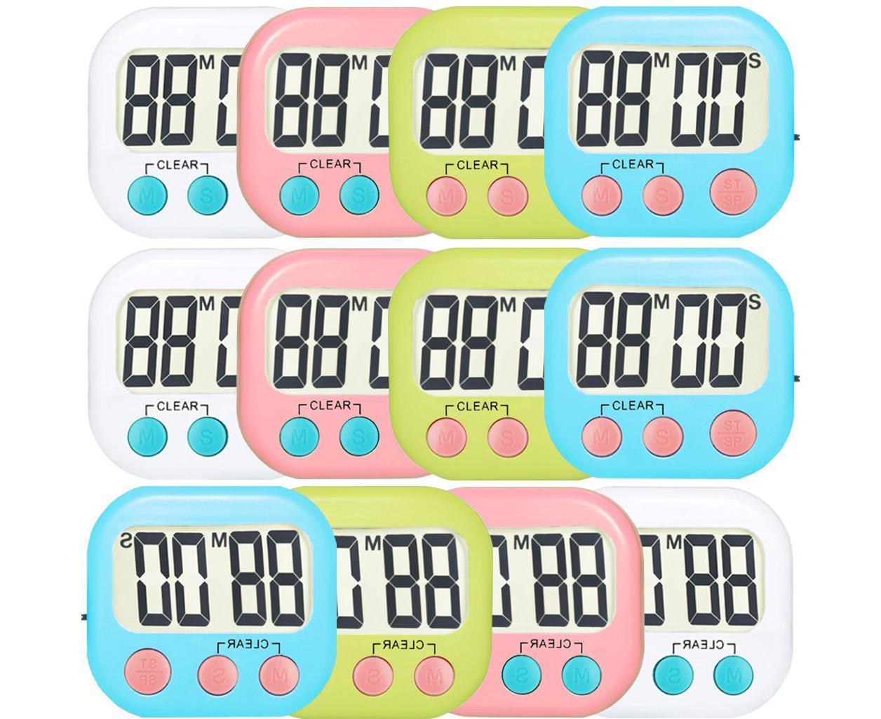 12 Pack Digital Kitchen Timer Strong grip Electronic Countdown Timer Small Loud Alarm V1263-JX-717