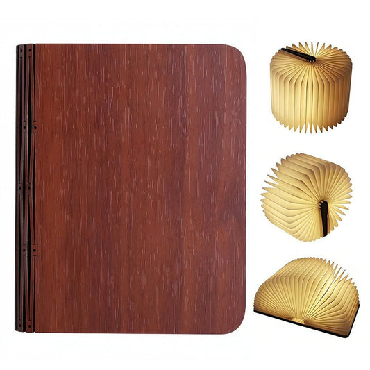 Foldable LED Book Lamp USB Rechargeable Creative Table Lamp Brown V1263-JX-7171-1