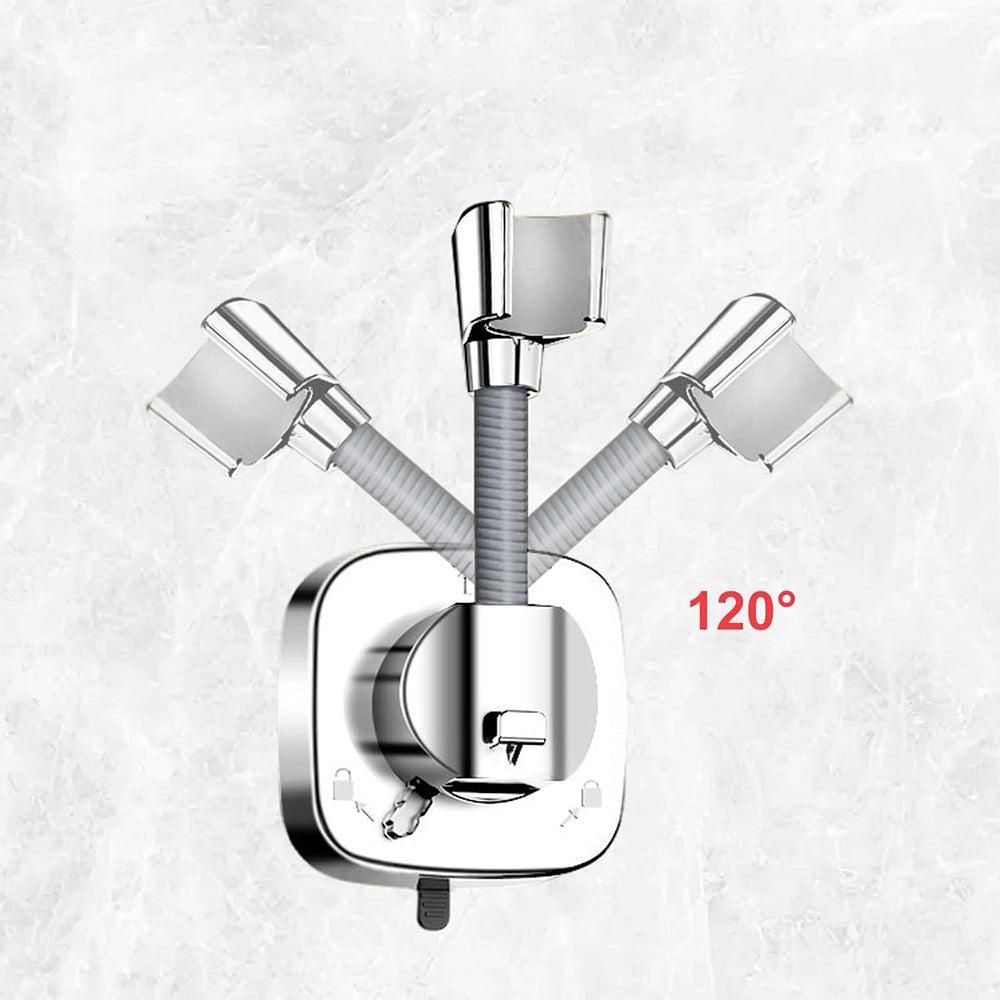360 Degree Rotation Shower Head Holder with Suction Cup for Bathroom Bathtub Rental Hotel Silver V1263-JX-7176-1