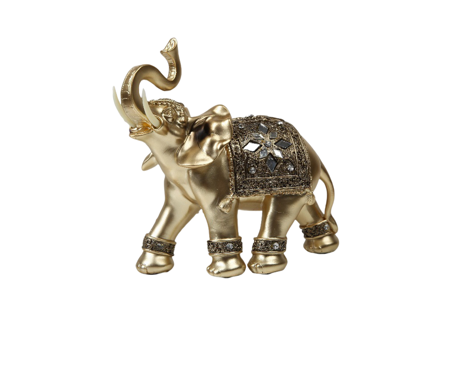 Eye-catching Elephant Figurine Fine Symbol Resin Elegant Elephant Trunk Sculpture for Home-Golden S V1263-JX-718