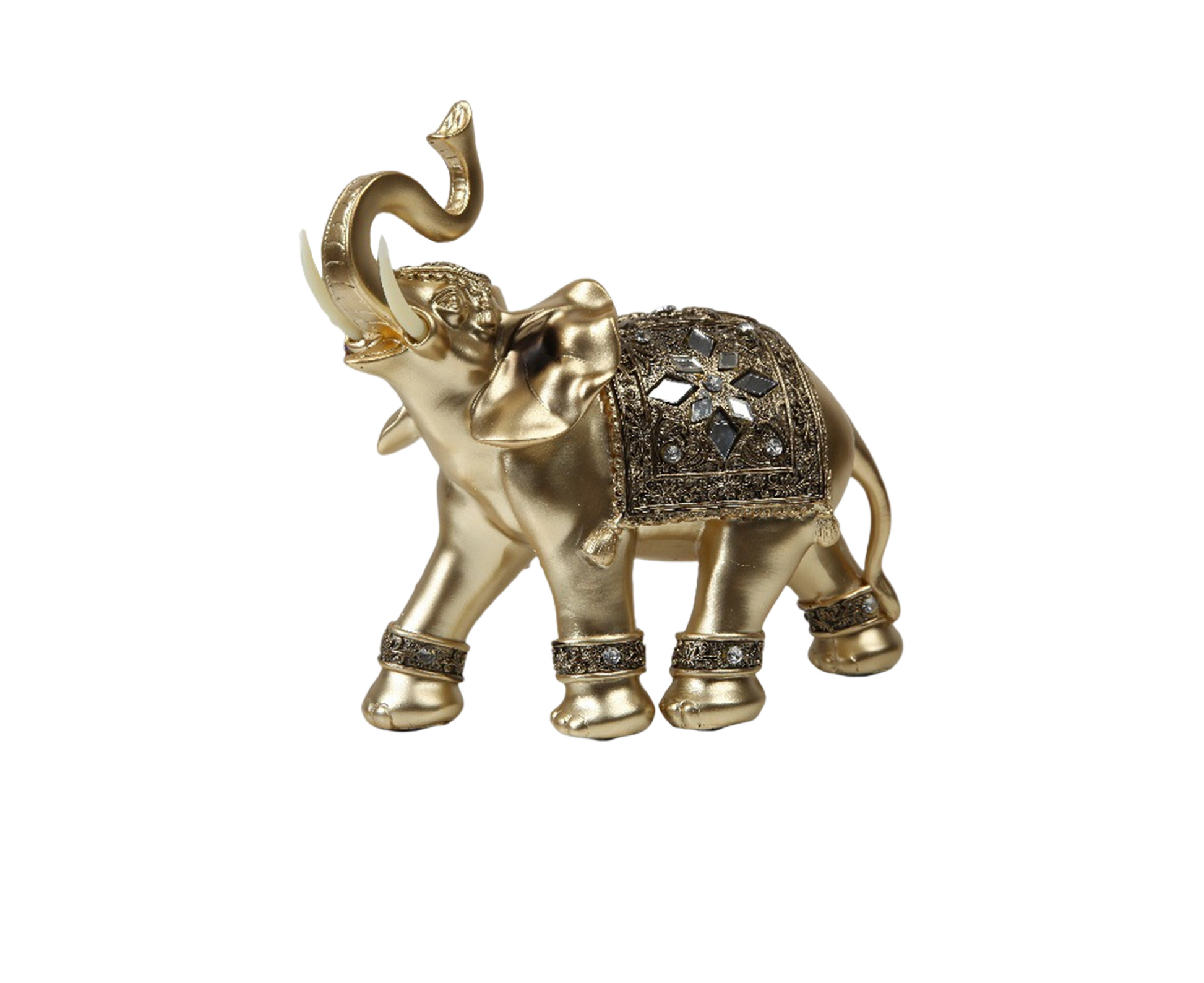 Eye-catching Elephant Figurine Fine Symbol Resin Elegant Elephant Trunk Sculpture for Home-Golden S V1263-JX-718