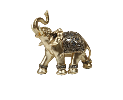 Eye-catching Elephant Figurine Fine Symbol Resin Elegant Elephant Trunk Sculpture for Home-Golden S V1263-JX-718