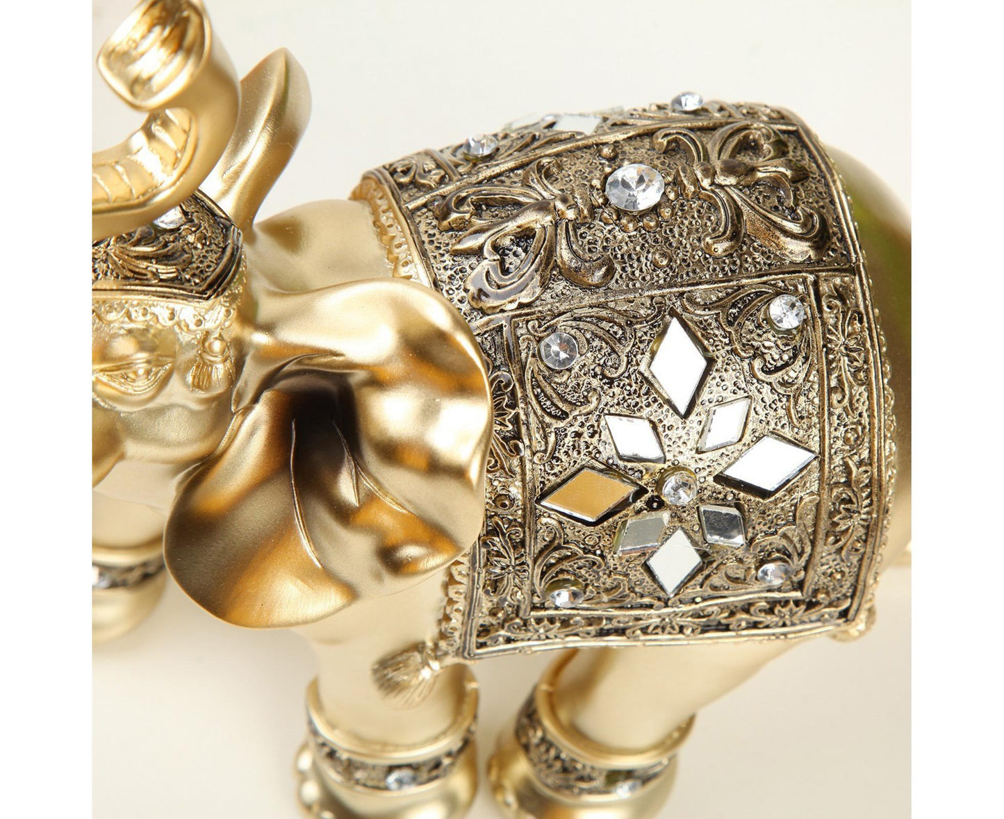 Eye-catching Elephant Figurine Fine Symbol Resin Elegant Elephant Trunk Sculpture for Home-Golden S V1263-JX-718