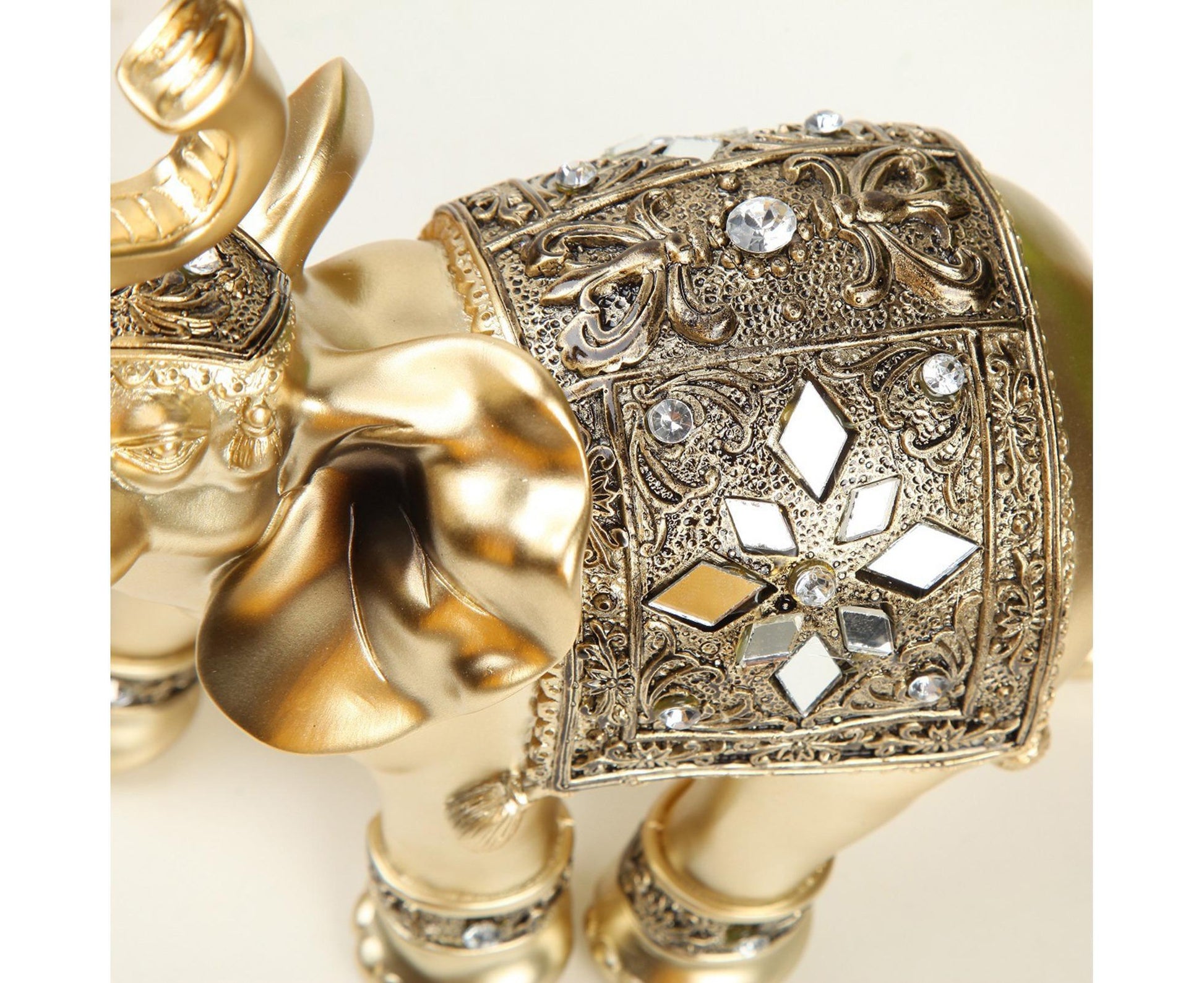 Eye-catching Elephant Figurine Fine Symbol Resin Elegant Elephant Trunk Sculpture for Home-Golden S V1263-JX-718