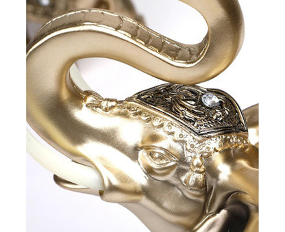 Eye-catching Elephant Figurine Fine Symbol Resin Elegant Elephant Trunk Sculpture for Home-Golden S V1263-JX-718