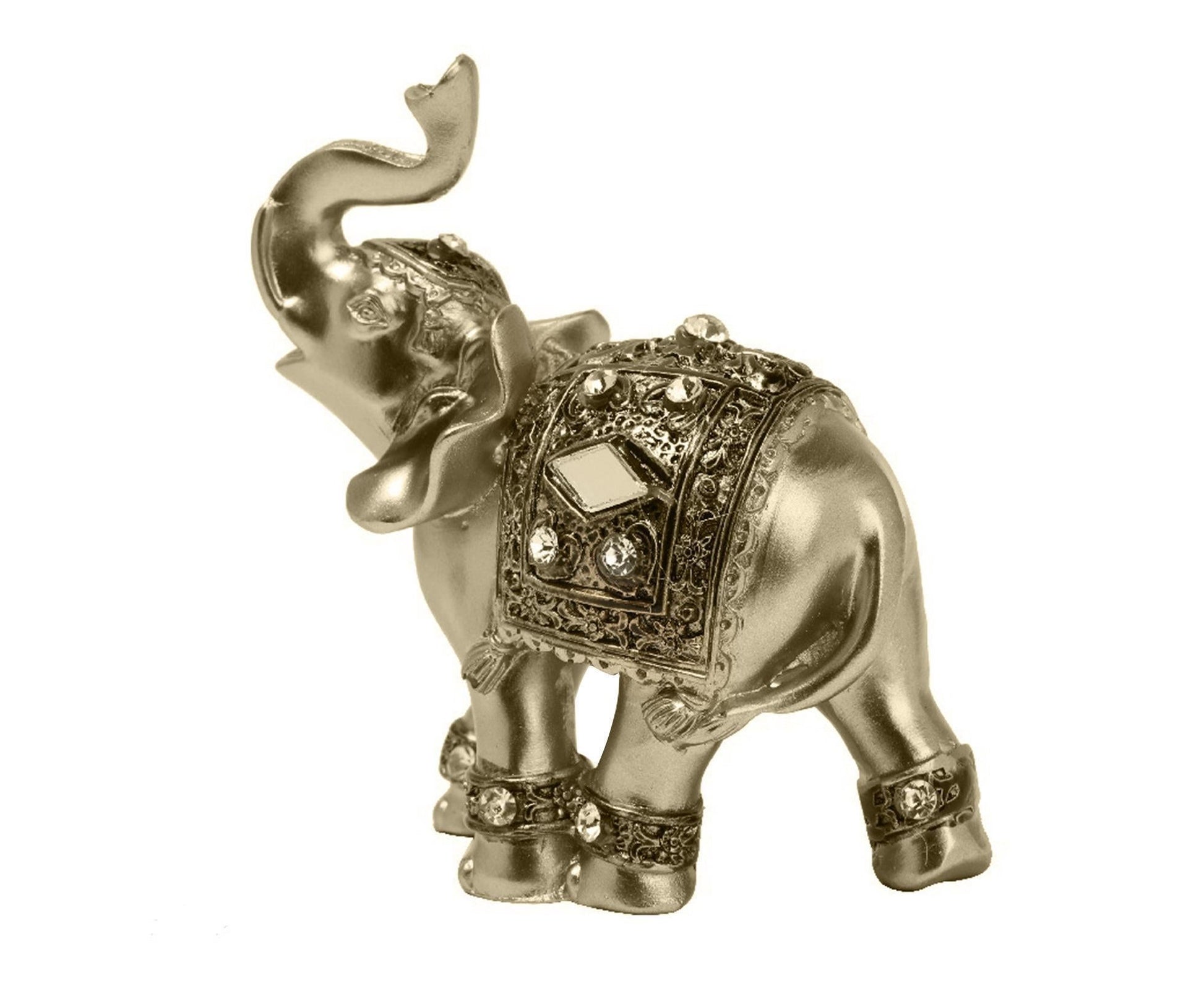 Eye-catching Elephant Figurine Fine Symbol Resin Elegant Elephant Trunk Sculpture for Home-Golden S V1263-JX-718