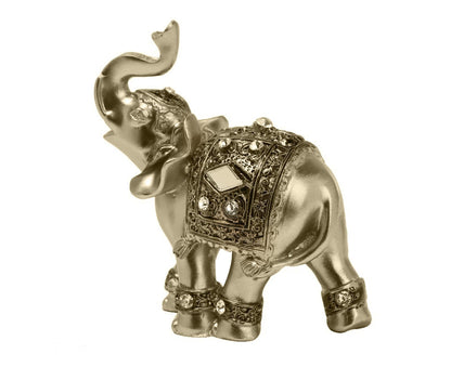 Eye-catching Elephant Figurine Fine Symbol Resin Elegant Elephant Trunk Sculpture for Home-Golden S V1263-JX-718