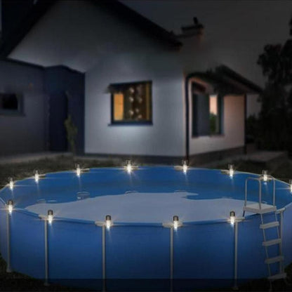12Pcs Solar Pool Lights for Framed Above Ground Pools Outdoor Swimming Pool Enclosure Lighting Decor V1263-JX-7181