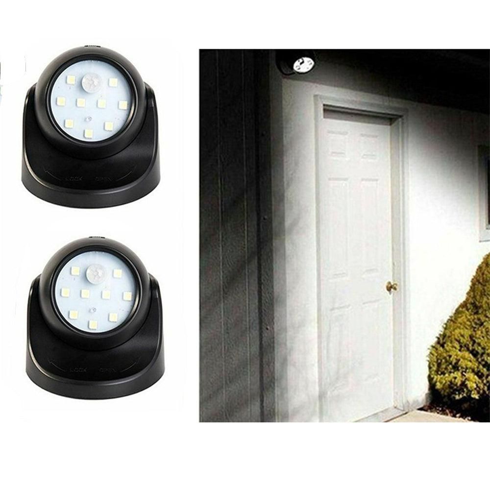 2PCS Rotatable Motion Sensor Lights Battery Operated - Black V1263-JX-7185