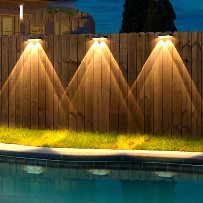 2Pcs Solar Fence Wall Lights Outdoor Deck Lights Step Light Garden Decor V1263-JX-7186