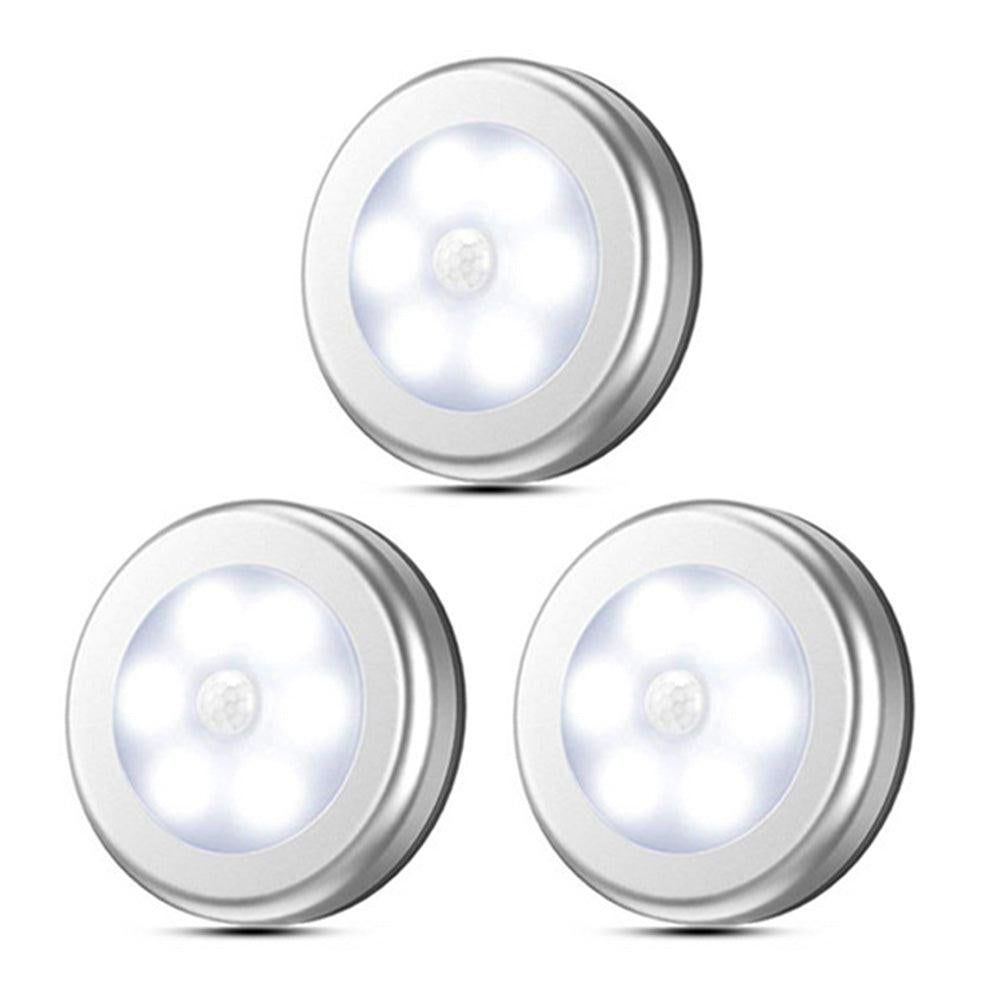 3Pcs Motion Sensor LED Lights Battery Operated Night Lights for Closet Cabinet Hallway Stair White Light V1263-JX-7187-1