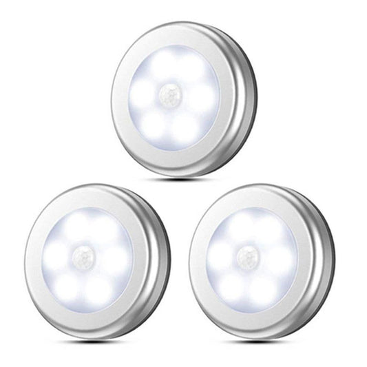 3Pcs Motion Sensor LED Lights Battery Operated Night Lights for Closet Cabinet Hallway Stair White Light V1263-JX-7187-1