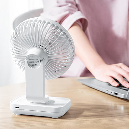 4-Speed Air Circulator Desk Fan Rechargeable Quiet Table Fan for Home Office Dorm White V1263-JX-7191-2