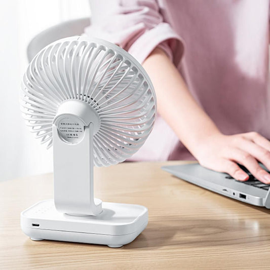 4-Speed Air Circulator Desk Fan Rechargeable Quiet Table Fan for Home Office Dorm White V1263-JX-7191-2