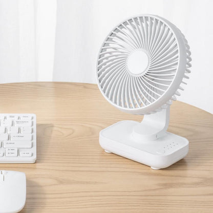 4-Speed Air Circulator Desk Fan Rechargeable Quiet Table Fan for Home Office Dorm White V1263-JX-7191-2