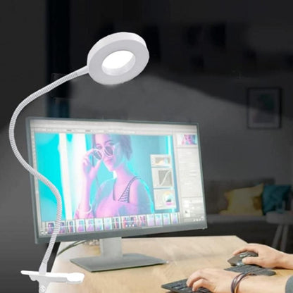 Dimmable USB Desk Lamp 3 Color Modes Flexible Gooseneck Reading Light with Clamp White V1263-JX-7194-1