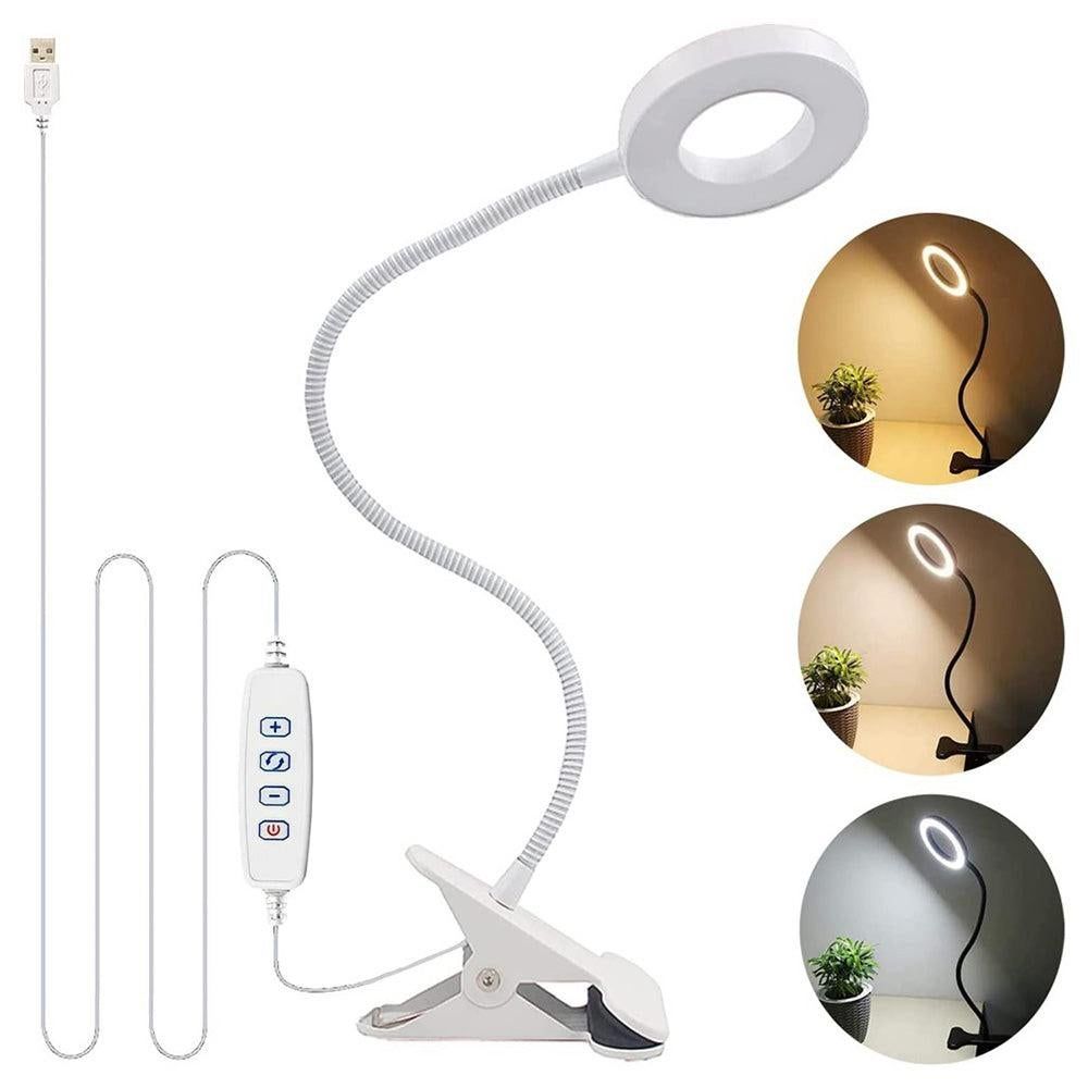 Dimmable USB Desk Lamp 3 Color Modes Flexible Gooseneck Reading Light with Clamp Black V1263-JX-7194-2