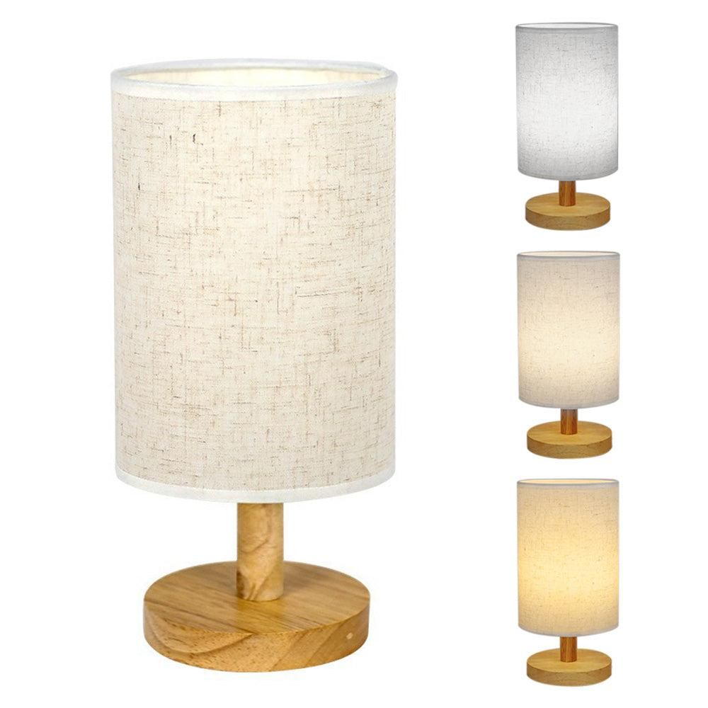 USB Powered Small Bedside Night Light Minimalist Table Lamp with Round Fabric Shade for Bedroom College Dorm V1263-JX-7198