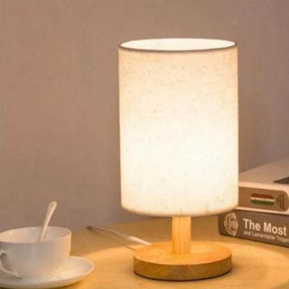 USB Powered Small Bedside Night Light Minimalist Table Lamp with Round Fabric Shade for Bedroom College Dorm V1263-JX-7198