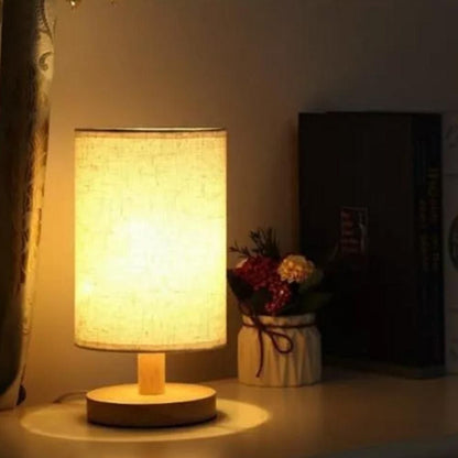 USB Powered Small Bedside Night Light Minimalist Table Lamp with Round Fabric Shade for Bedroom College Dorm V1263-JX-7198