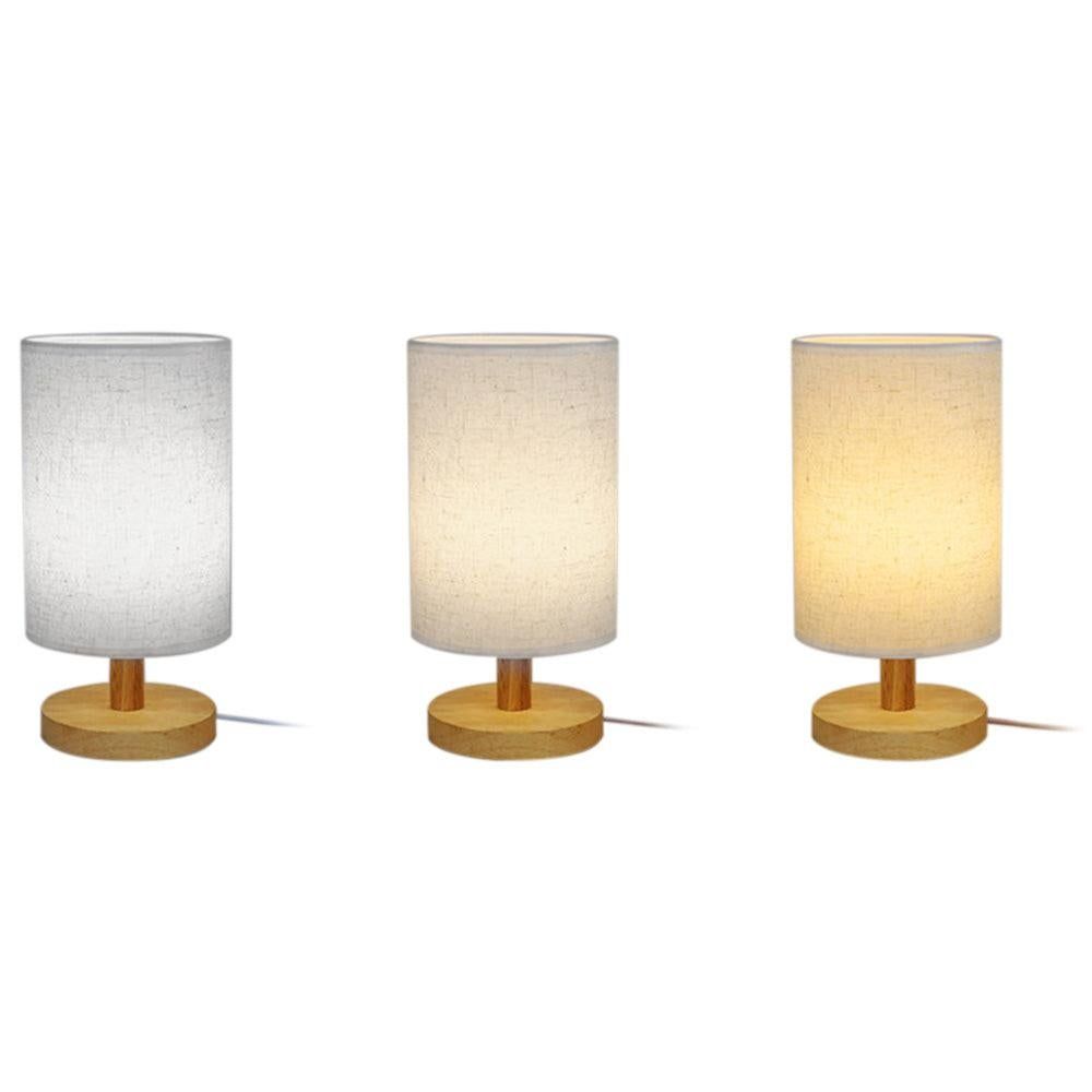 USB Powered Small Bedside Night Light Minimalist Table Lamp with Round Fabric Shade for Bedroom College Dorm V1263-JX-7198