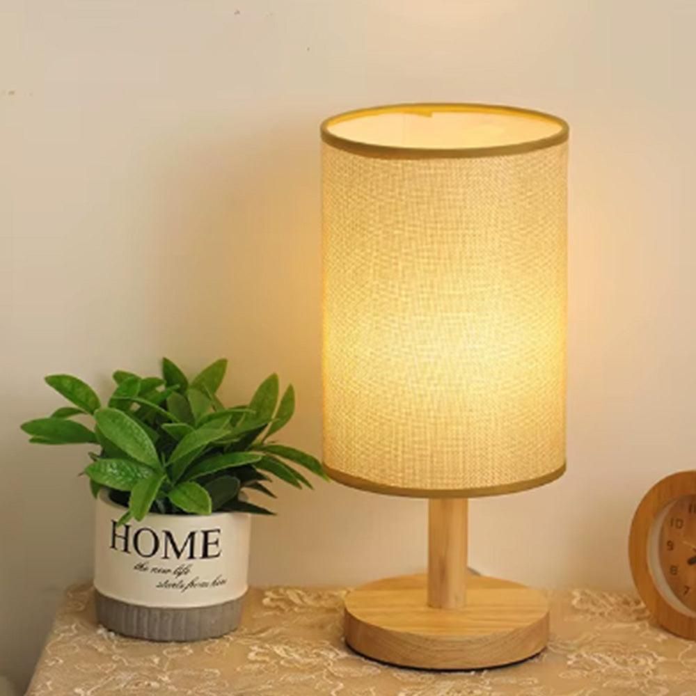 USB Powered Small Bedside Night Light Minimalist Table Lamp with Round Fabric Shade for Bedroom College Dorm V1263-JX-7198