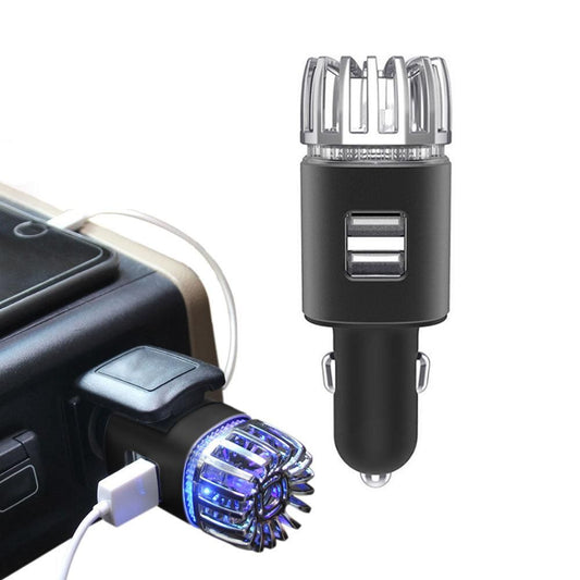 12V Car Air Purifier Car Air Freshener with Dual USB Charger Port Black V1263-JX-7201-1